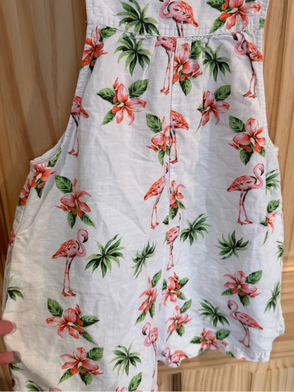 Zara Girl Tropical Flamingo overall Romper 11/12 with pockets